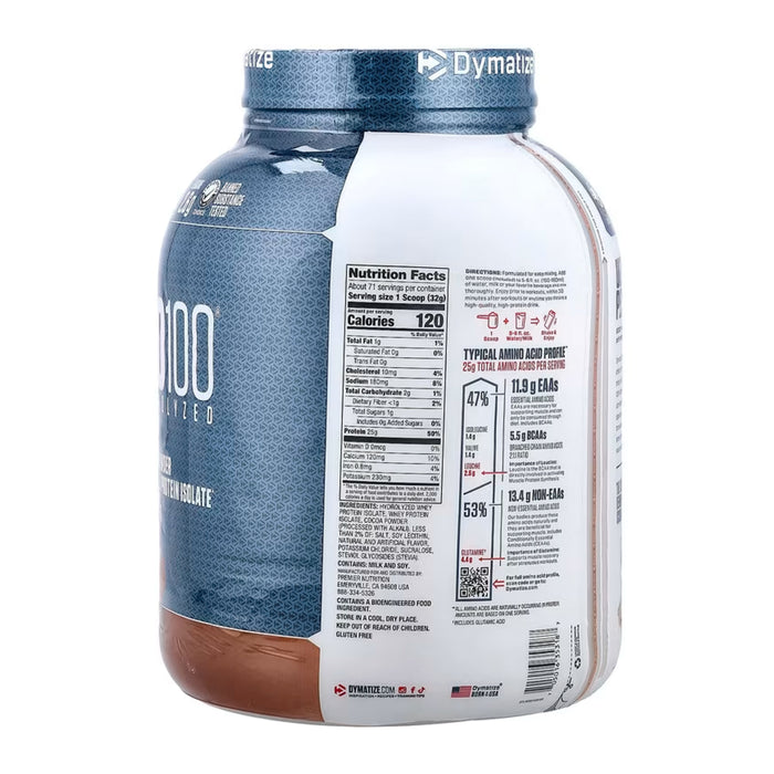 Dymatize ISO 100 Goumet Chocolate 5lb 2.3kg 71 Serves Nutritional Panel Wicked NRG