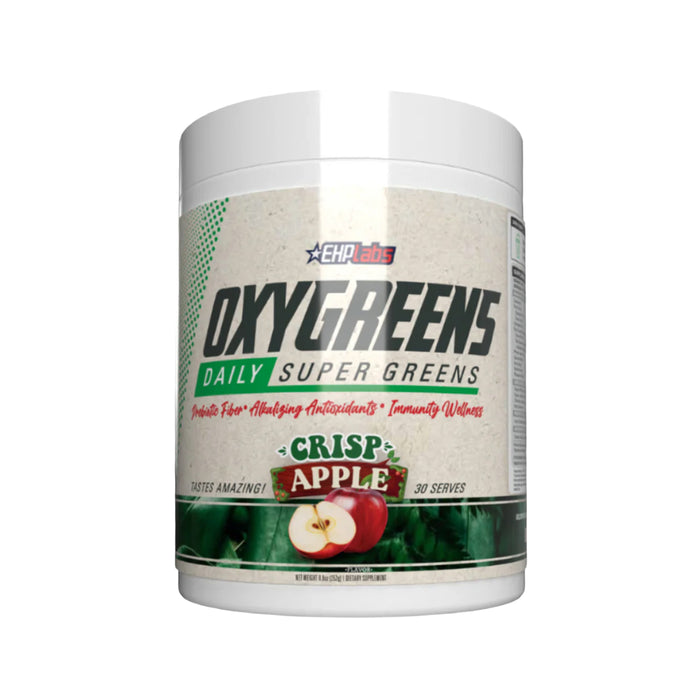 EHP Labs OxyGreens, Daily Super Greens Powder, Chrisp Apple, 30 serves, 279 Grams, Wicked NRG