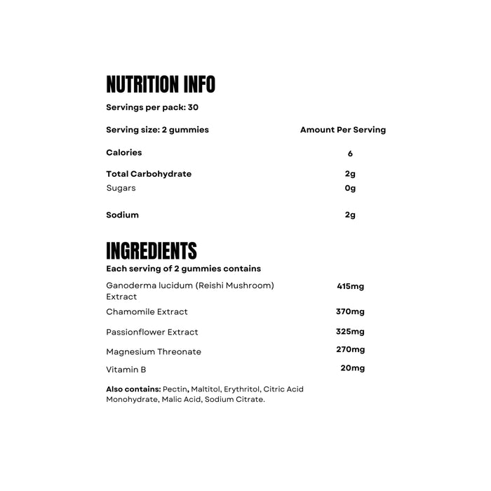 ENHANCD Sleep Gummies 60 Gummies Nutritional Panel