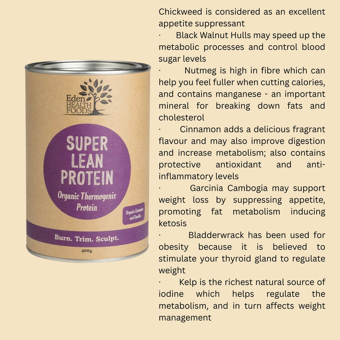 Eden Health Foods Super Lean Protein plant based powder, Wicked NRG