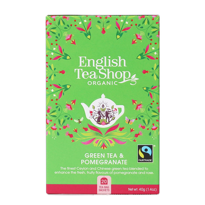 English Tea Shop Organic Green Tea Pomegranate Tea 20 Sachets Wicked NRG