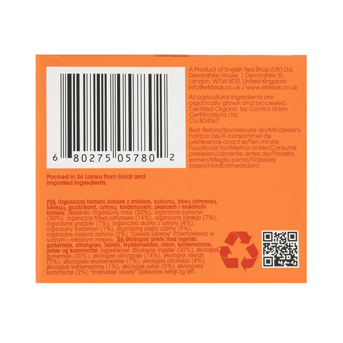 English Tea Shop Organic Turmeric, Ginger & Lemongrass - 20 Tea Sachets Wicked NRG