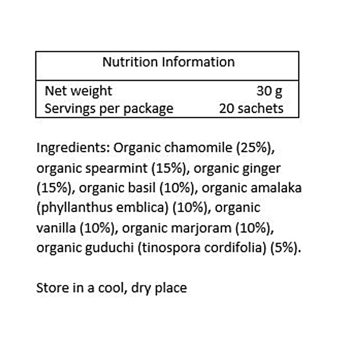 English Tea Shop Organic Wellness Tea Comfort Me 20 Sachets Nutritional Panel Wicked NRG