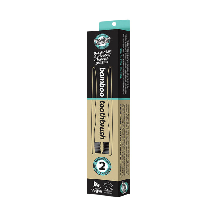 Essenzza Fuss Free Naturals Bamboo Toothbrush Medium 2 Pack