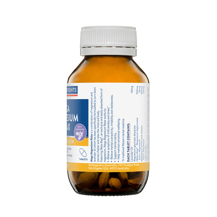 Ethical Nutrients Mega Magnesium Relax Stress 60 tablets, Nutritional Panel Wicked NRG 