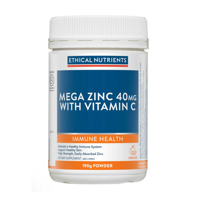 Ethical Nutrients Mega Zinc 40mg with Vitamin C Powder