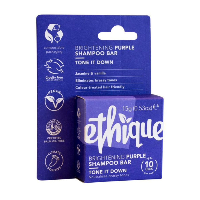 Ethique, Bar Shampoo, Brightening Purple Tone It Down, 15g, Wicked NRG