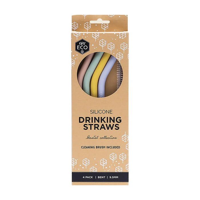 Ever Eco Silicone Straws Bent Pastel Collection 4pk Wicked Energy