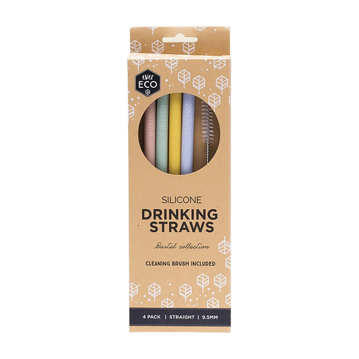 Ever Eco Silicone Straws Straight Pastel Collection 4pk Wicked Energy