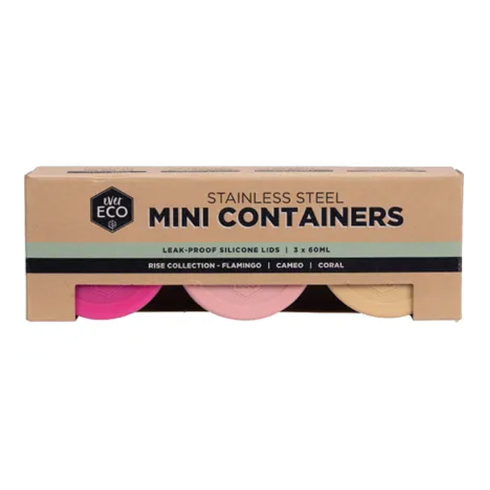Ever Eco Stainless Steel Mini Containers Rise Leak Proof 3pk Wicked NRG 1