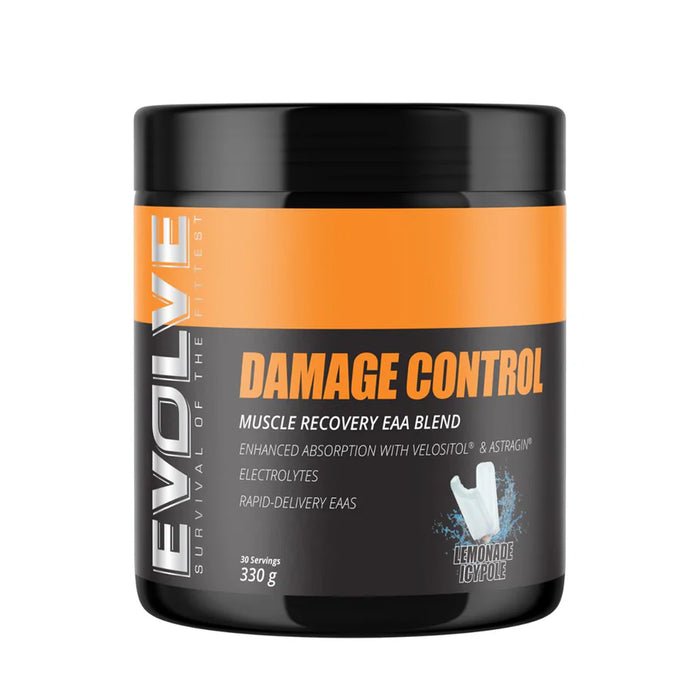 Evolve Nutrition, Evolve Damage Control + Electrolytes, Lemonade Icypole, 330g, 30 Serves, Wicked NRG