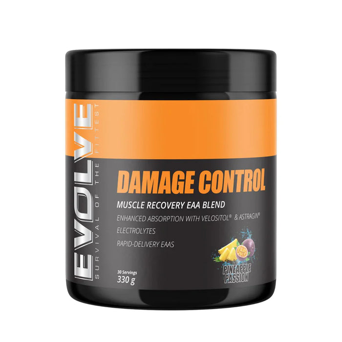 Evolve Nutrition, Evolve Damage Control + Electrolytes, Pineapple Passion, 330g, 30 Serves, Wicked NRG