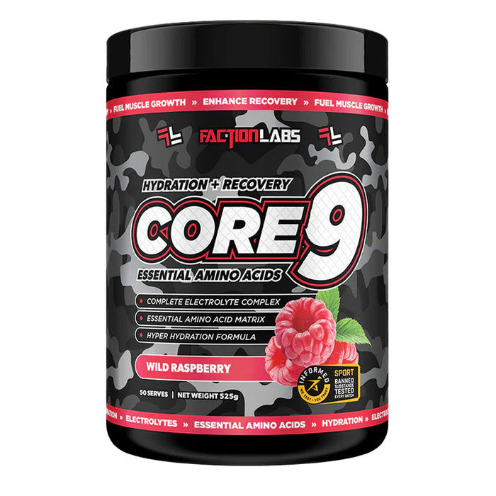 Faction Labs Core 9 EAA Wild Raspberry 525g 50 Serves Wicked NRG