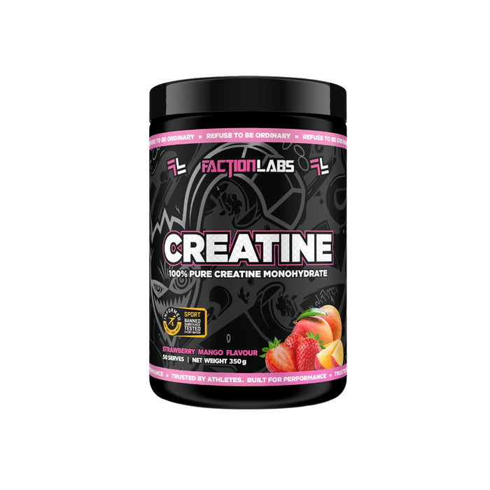 Faction Labs FL Creatine Monohydrate 350g Strawberry Mango, 50 Serves Wicked NRG