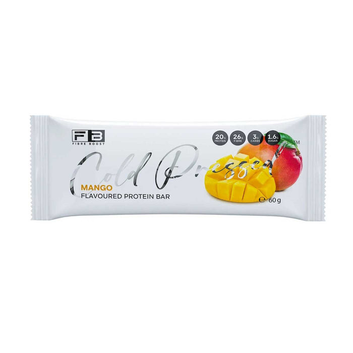 Fibre Boost Cold Pressed Protein Bar Packet Front Mango Flavour
