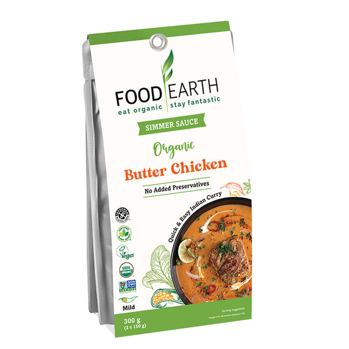 Food Earth Organic Simmer Sauce - Butter Chicken 300g Wicked NRG