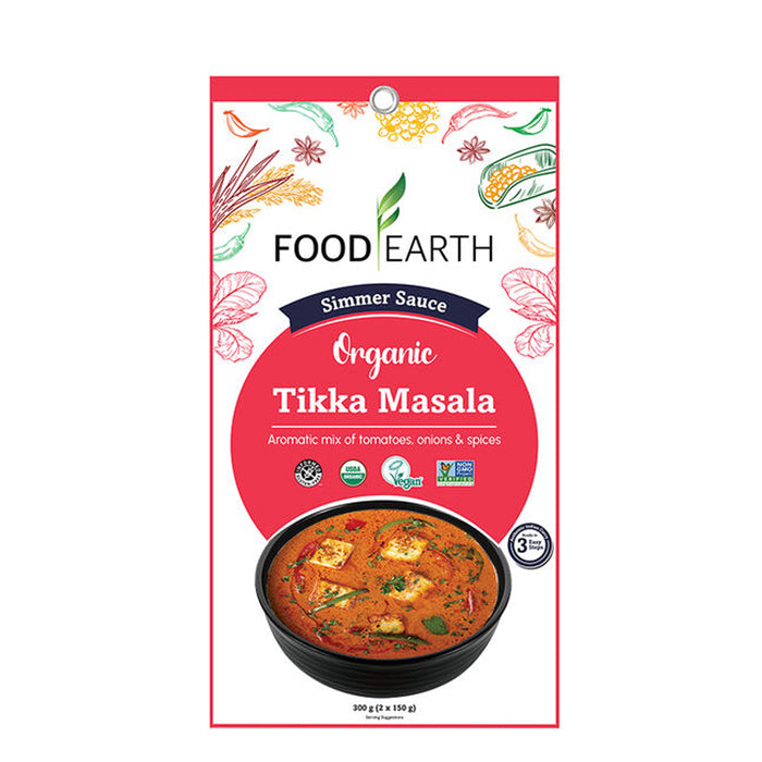 Food Earth Organic Simmer Sauce Tikka Masala 300g 2 x 150g  Wicked NRG