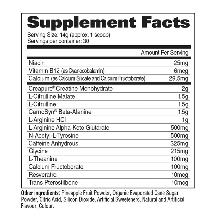 GAT SPORT NITRAFLEX 30 Servings 300grams Ingredients Wicked NRG