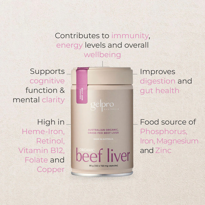 Gelpro Australia Grass Fed Beef Liver, 120 Capsules, 86g  Wicked NRG Supplements and Nutrition Store,