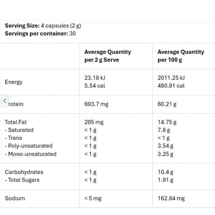 Gelpro, Organic Lamb Liver Grass Fed 120 Caps Nutritional Panel Wicked NRG