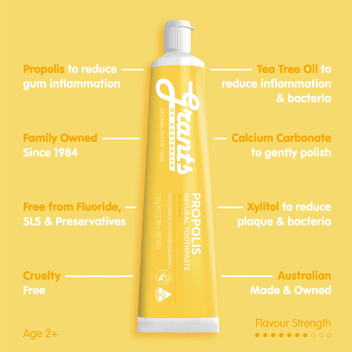 Grants Of Australia Natural Toothpaste Propolis with Mint 110g b Wicked NRG