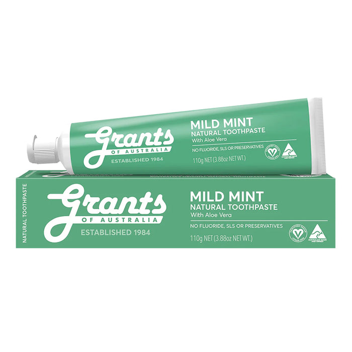 Grants Of Australia, Natural Toothpaste Mild Mint with Aloe Vera 110 Grams Wicked NRG