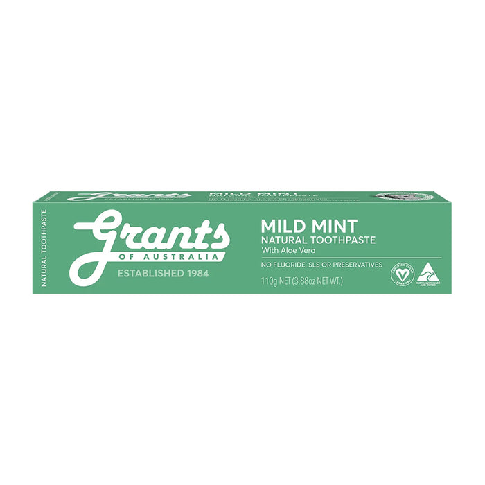 Grants Of Australia, Natural Toothpaste Mild Mint with Aloe Vera 110 Grams b Wicked NRG