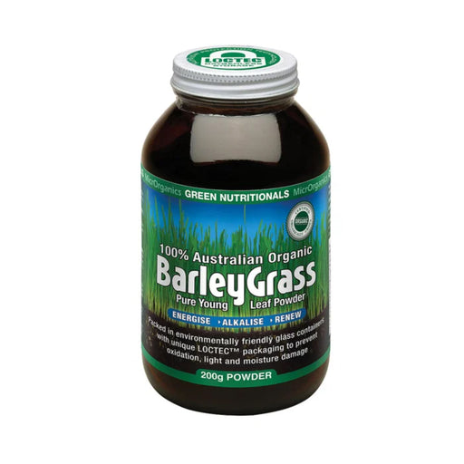 Green Nutritionals 100% Australian Organic Barleygrass Powder 200 gm Wicked NRG