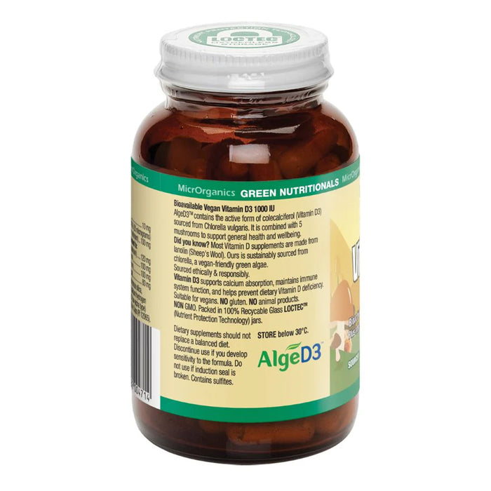 Green Nutritionals Vitamin D3 1000IU + Mushrooms 60 Capsules, ingredients Wicked NRG