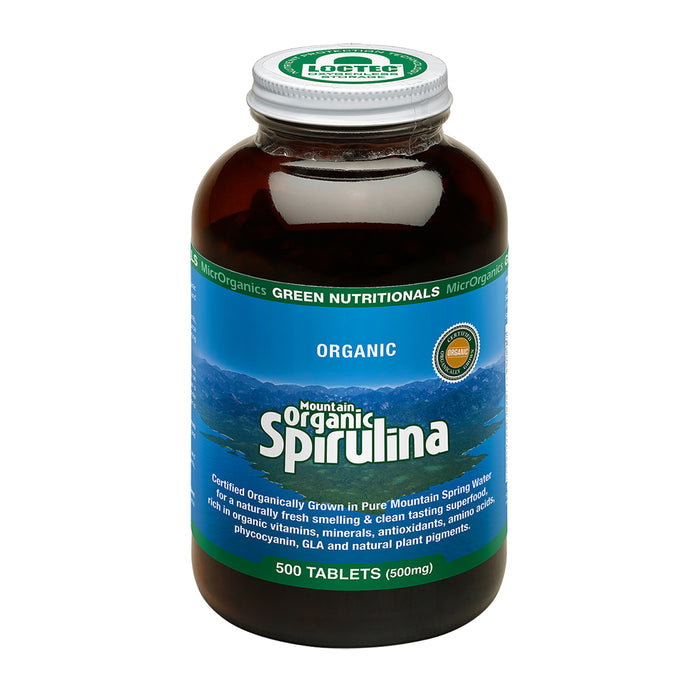 Green Nutritionals Mountain Organic Spirulina, 500 Tablets, Wicked NRG