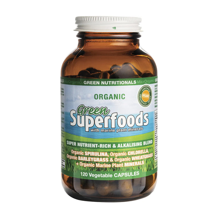 Green Nutritionals Organic Green Superfoods Powder 120 Capsules Wicked NRG