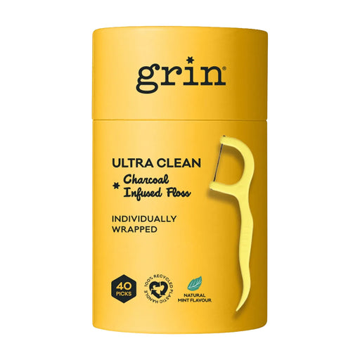 Grin Charcoal Infused Floss Picks Ultra Clean 40pcs, Wicked NRG Supplements and Nutrition Store