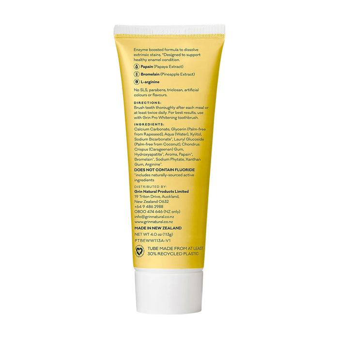 Grin Pro Enzyme Whitening Toothpaste 113g Ingredients Wicked NRG