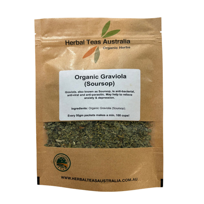 HERBAL TEAS AUSTRALIA ORGANIC GRAVIOLA (SOURSOP) 50G Ingredients Wicked NRG
