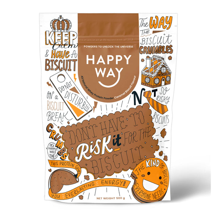 Happy Way Caramel Biscuit Flavour 500g Whey Protein Wicked NRG