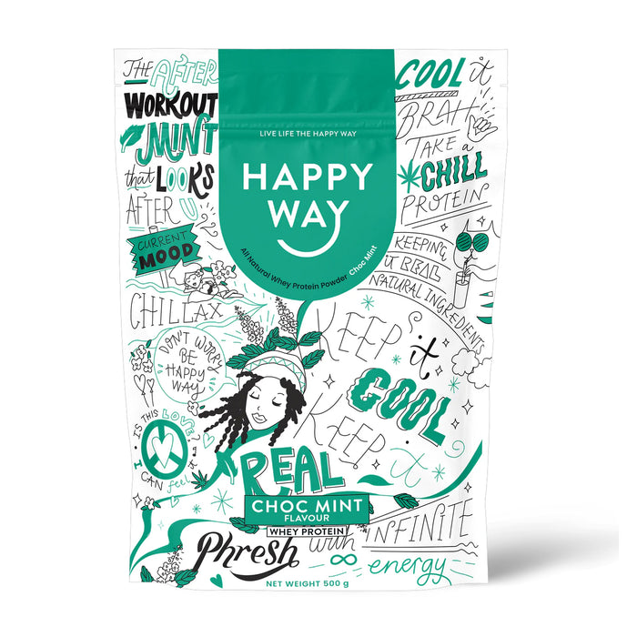 Happy Way Choc Mint Flavour 500g Whey Protein Wicked NRG