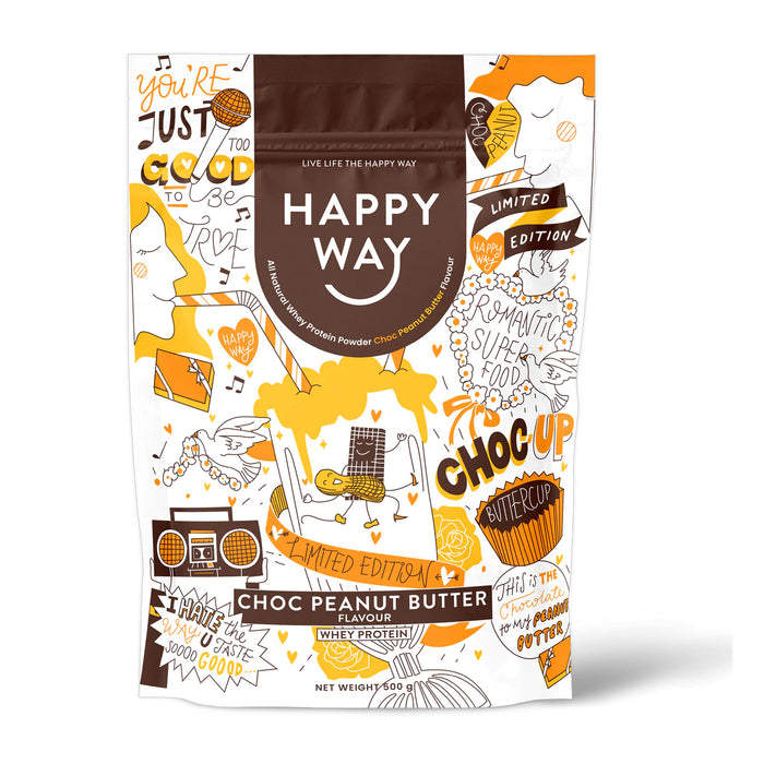 Happy Way Choc Peanut Butter Flavour 500g Whey Protein Wicked NRG