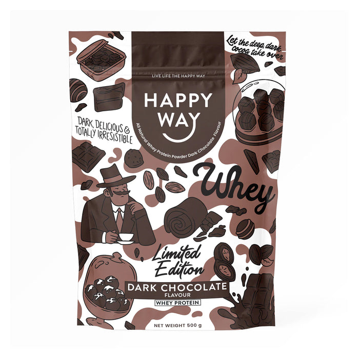 Happy Way Dark Chocolate Flavour 500g Whey Protein Wicked NRG