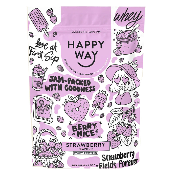 Happy Way Strawberry Whey Protein 500g Wicked NRG