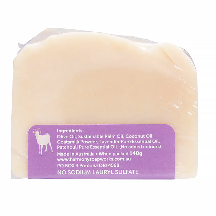 Harmony Soapworks Goat's Milk Soap Lavender & Patchouli 140g Ingredients Wicked NRG