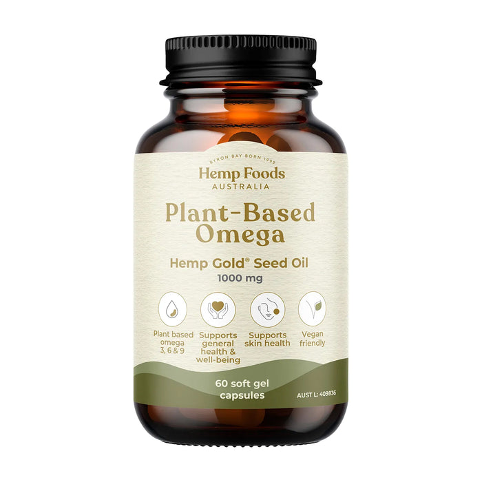 Hemp Foods Australia Plant Based Omega Hemp Seed Oil 60 Soft gels Wicked NRG