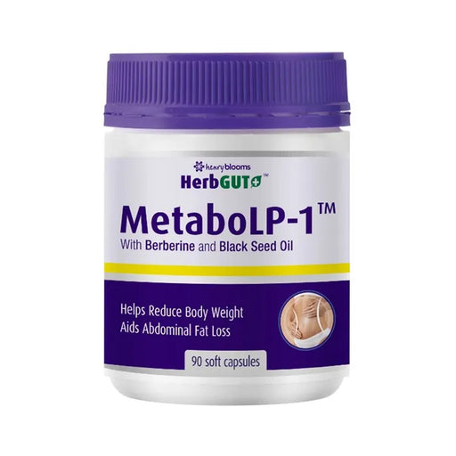 Henry Blooms HerbGUT MetaboLP-1, Berberine w Black seed Oil,  90 Capsules, Wicked NRG