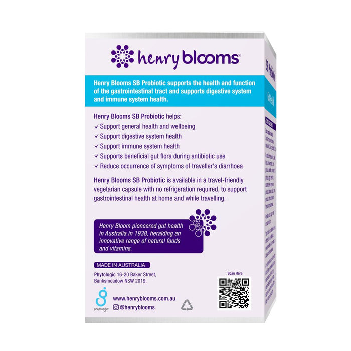 Henry Blooms SB Probiotic 60 capsules Benefits Wicked NRG