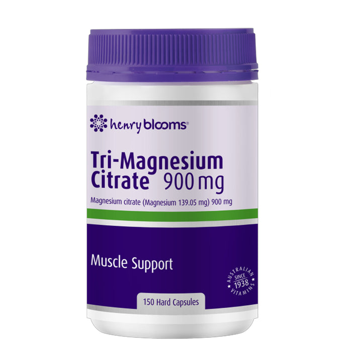 Henry Blooms Tri-Magnesium Citrate 900mg 150 vegetarian capsules  Wicked NRG