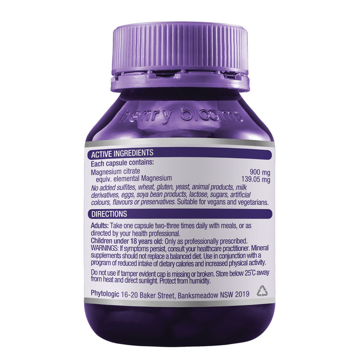 Henry Blooms Tri-Magnesium Citrate 900mg 60 vegetarian capsules ingredients Wicked NRG