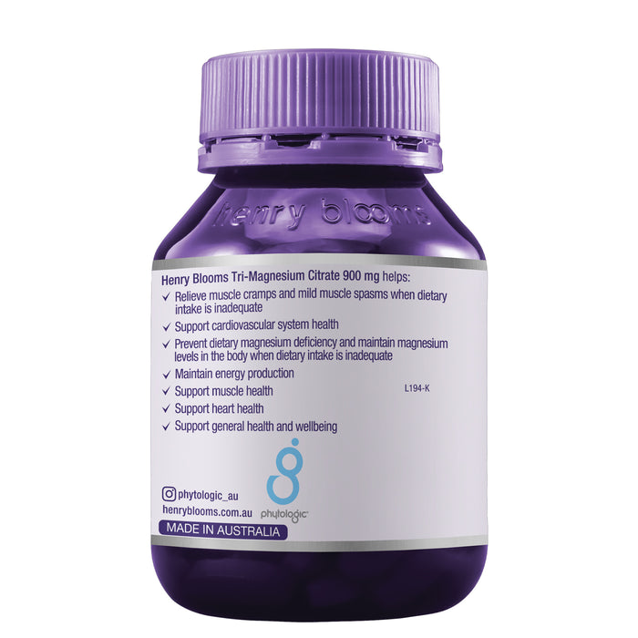 Henry Blooms Tri-Magnesium Citrate 900mg 60 vegetarian capsules benefits Wicked NRG