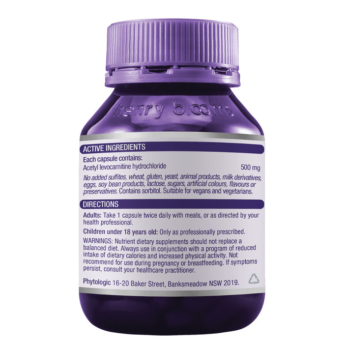 Henry Blooms Acetyl L-Carnitine 500 Nutritional Panel Wicked NRG
