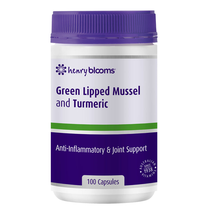 Henry Blooms Green Lipped Mussel and Turmeric 100 capsules Wicked NRG
