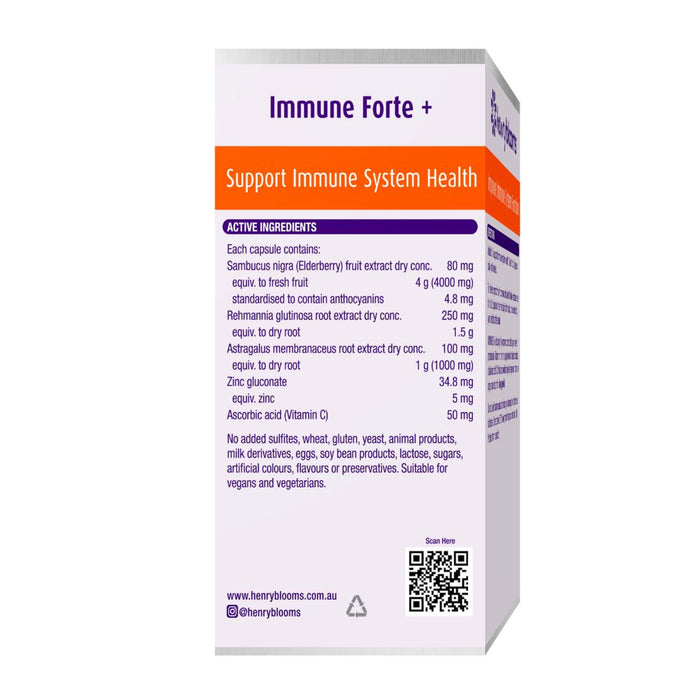 Henry Blooms Immune Forte 60 Vegetarian Capsules Wicked NRG