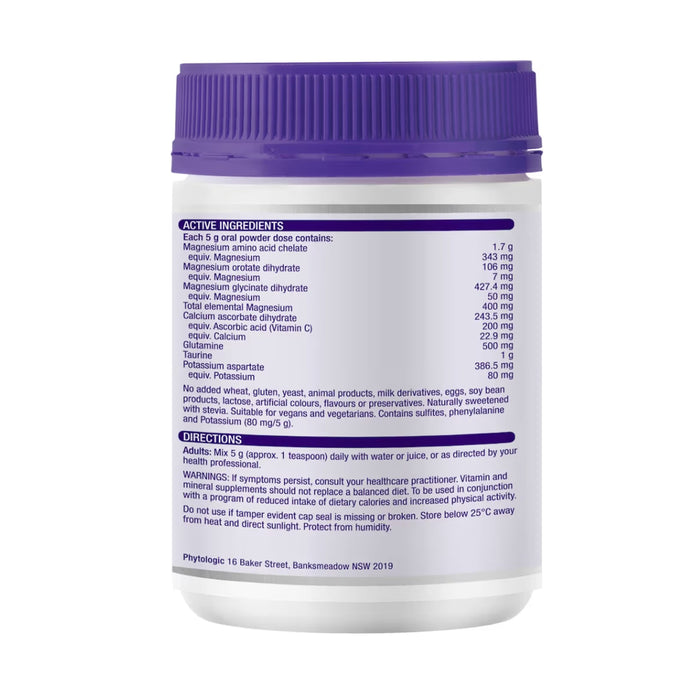 Henry Blooms Magnesium Complex 400g Nutritional Panel Wicked NRG